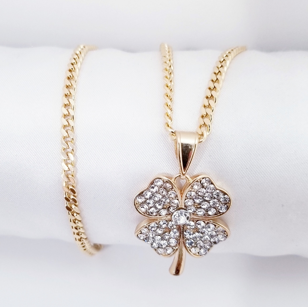 18K Gold Plated Good Luck Trèbol Necklace.New - Picture 4 of 7